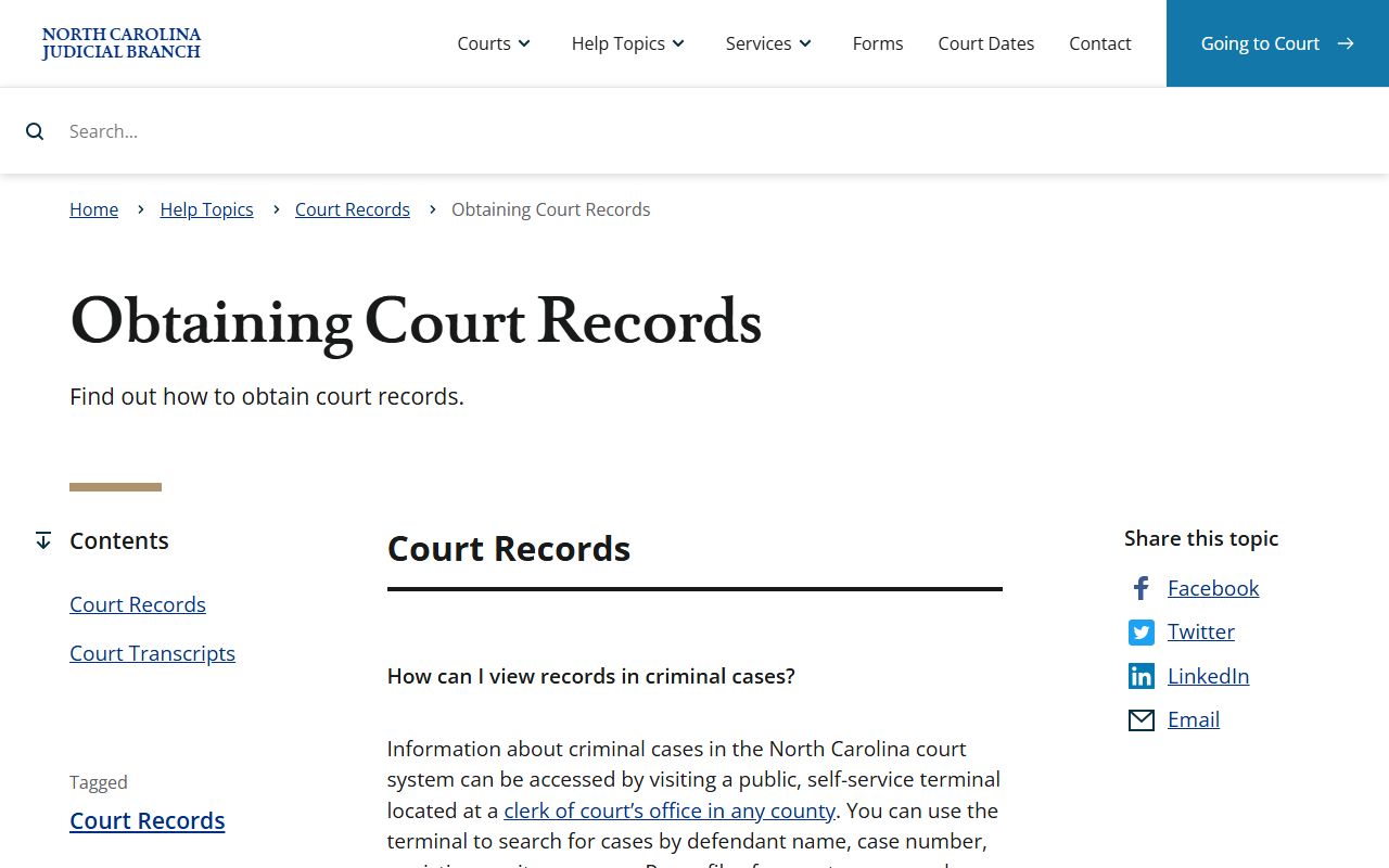 Mecklenburg County court records obtaining court records instructions
