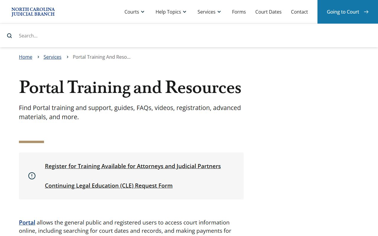 Mecklenburg County court records Portal training and resources