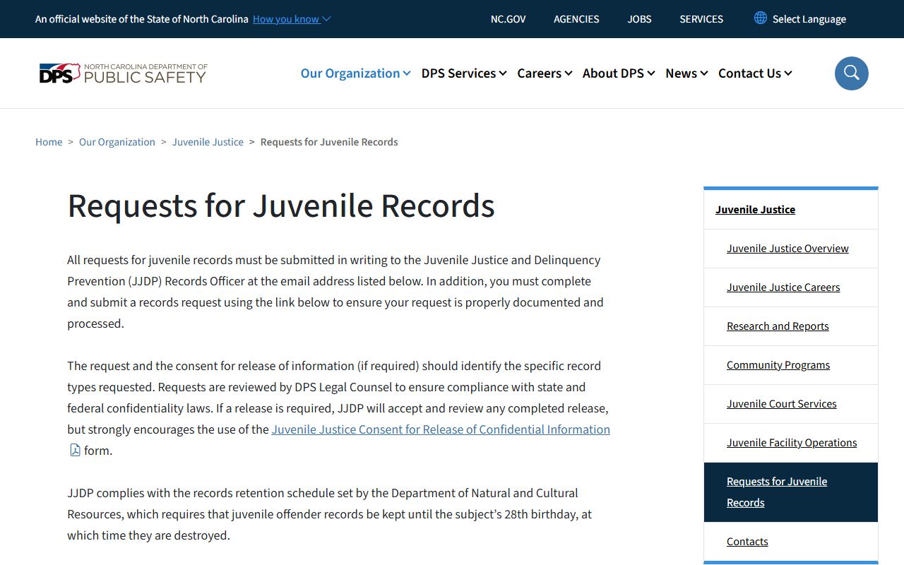 Mecklenburg County criminal court records juvenile records restrictions
