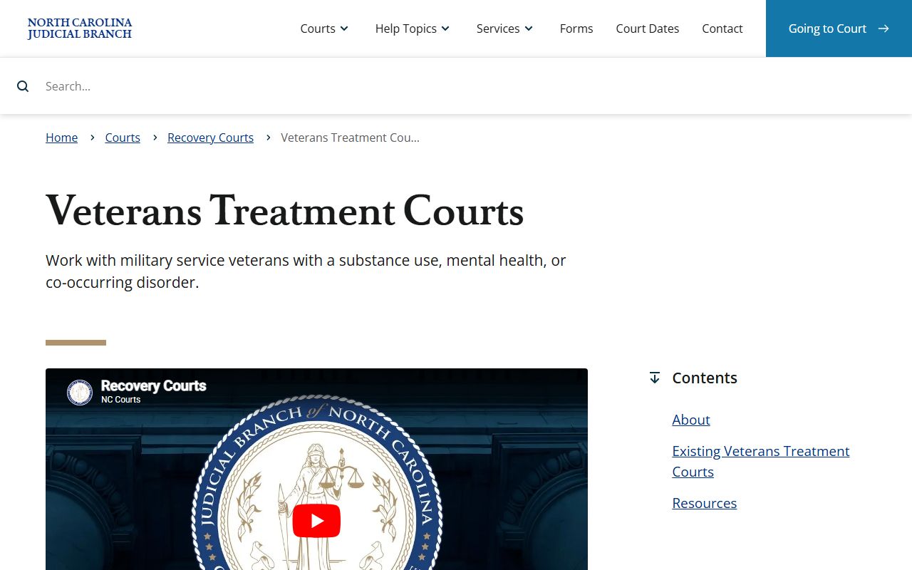 Mecklenburg County Superior Court and District Court veterans treatment court records