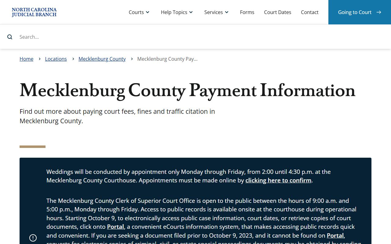 Mecklenburg County court records payment information
