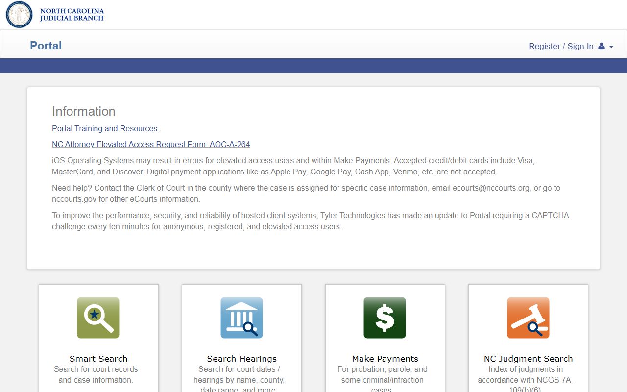 Mecklenburg County court records NC Portal home