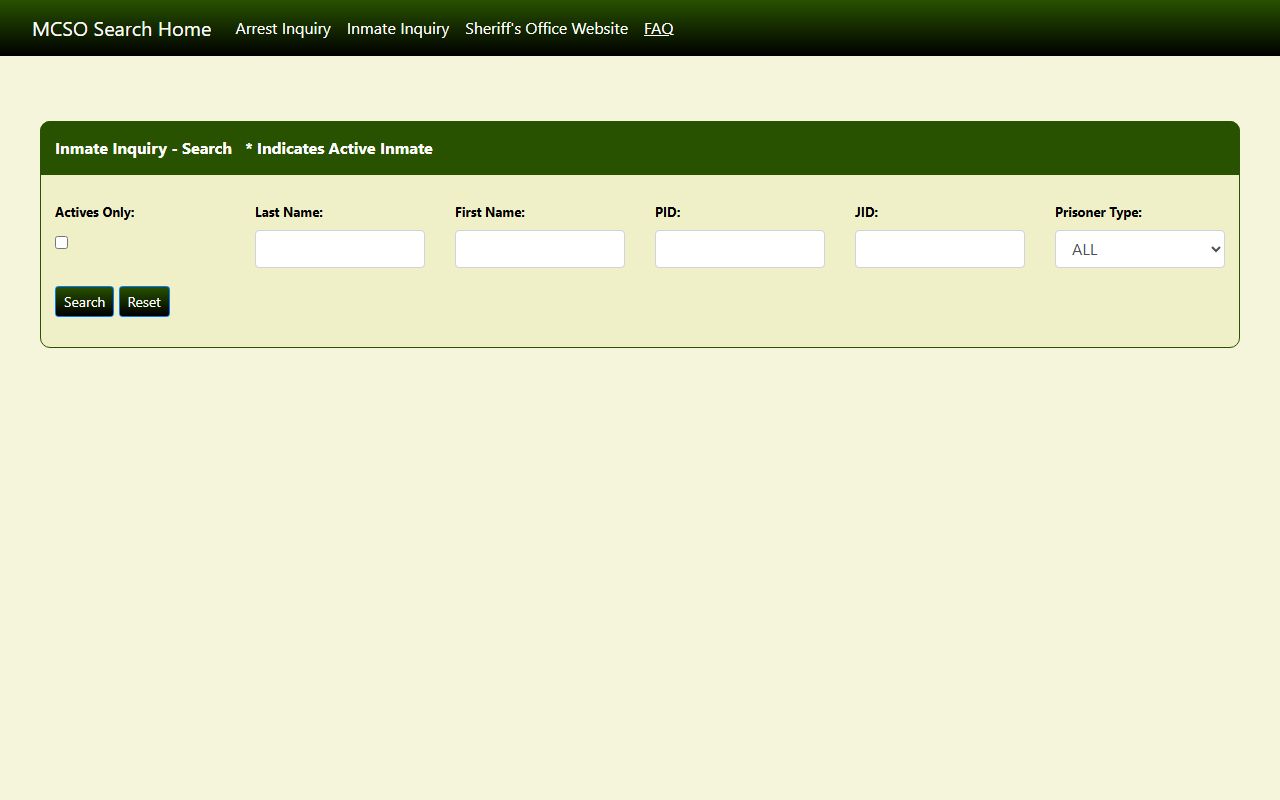 Mecklenburg County inmate search MCSO Inmate Inquiry page