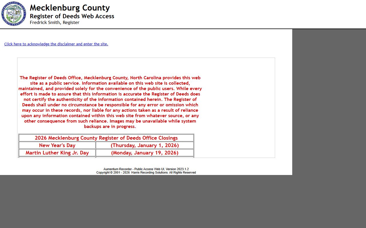 Mecklenburg County marriage records web access portal