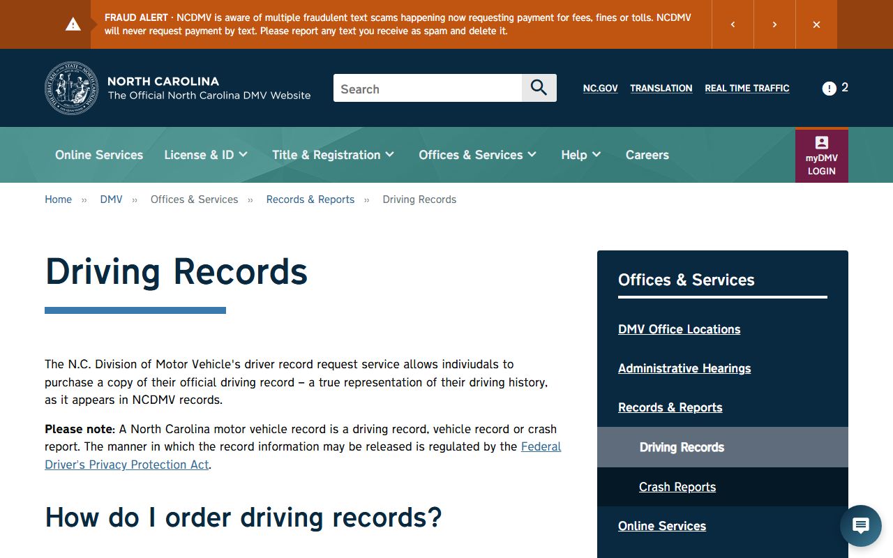 Mecklenburg County traffic court records compared with NCDMV driving records