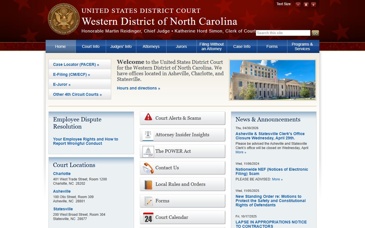 Mecklenburg County warrant records Western District of North Carolina federal court